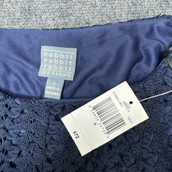 Rabbit Rabbit Rabbit Designs Womens Dress Size 6 Navy Fit and Flare - Picture 9 of 13